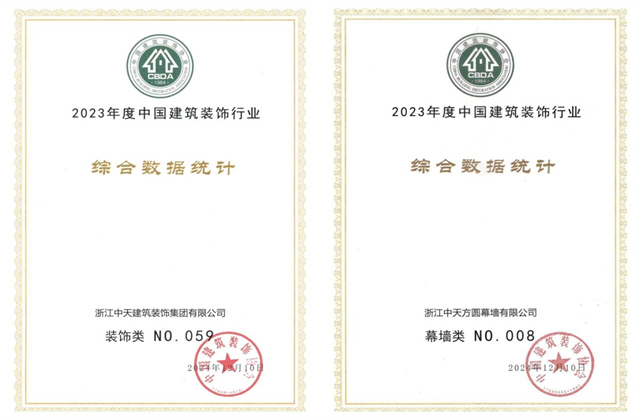 asiagame装饰集团位列2023年度中国建筑装饰企业百强59位、幕墙百强第8位